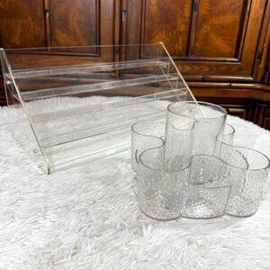 Acrylic 5 Tier 72 Bottle Nail Polish Organizer + 9 Section Spin Brush Caddy Set
